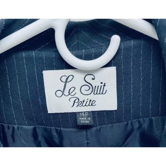 LE SUIT Petite Blazer Jacket Size 14P Women’s Black Striped Blend Front Pockets - Picture 8 of 10